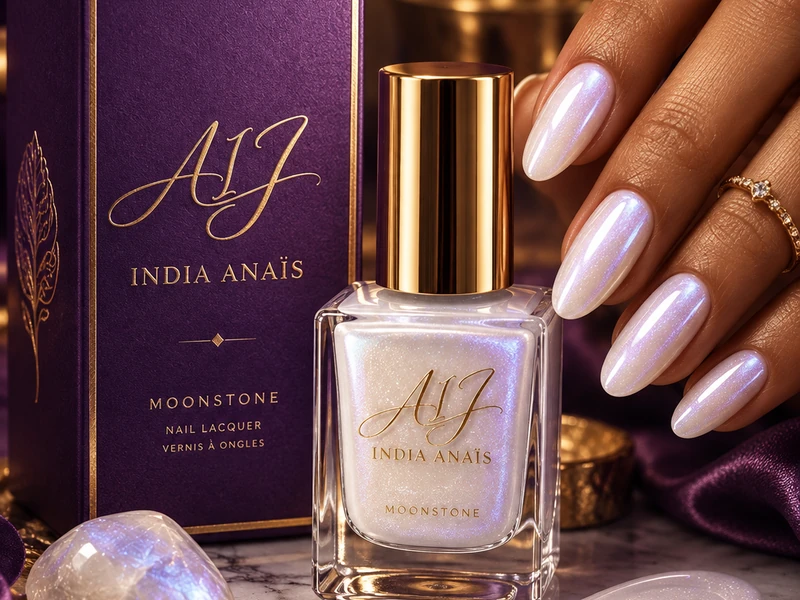 Moonstone parel manicure close-up