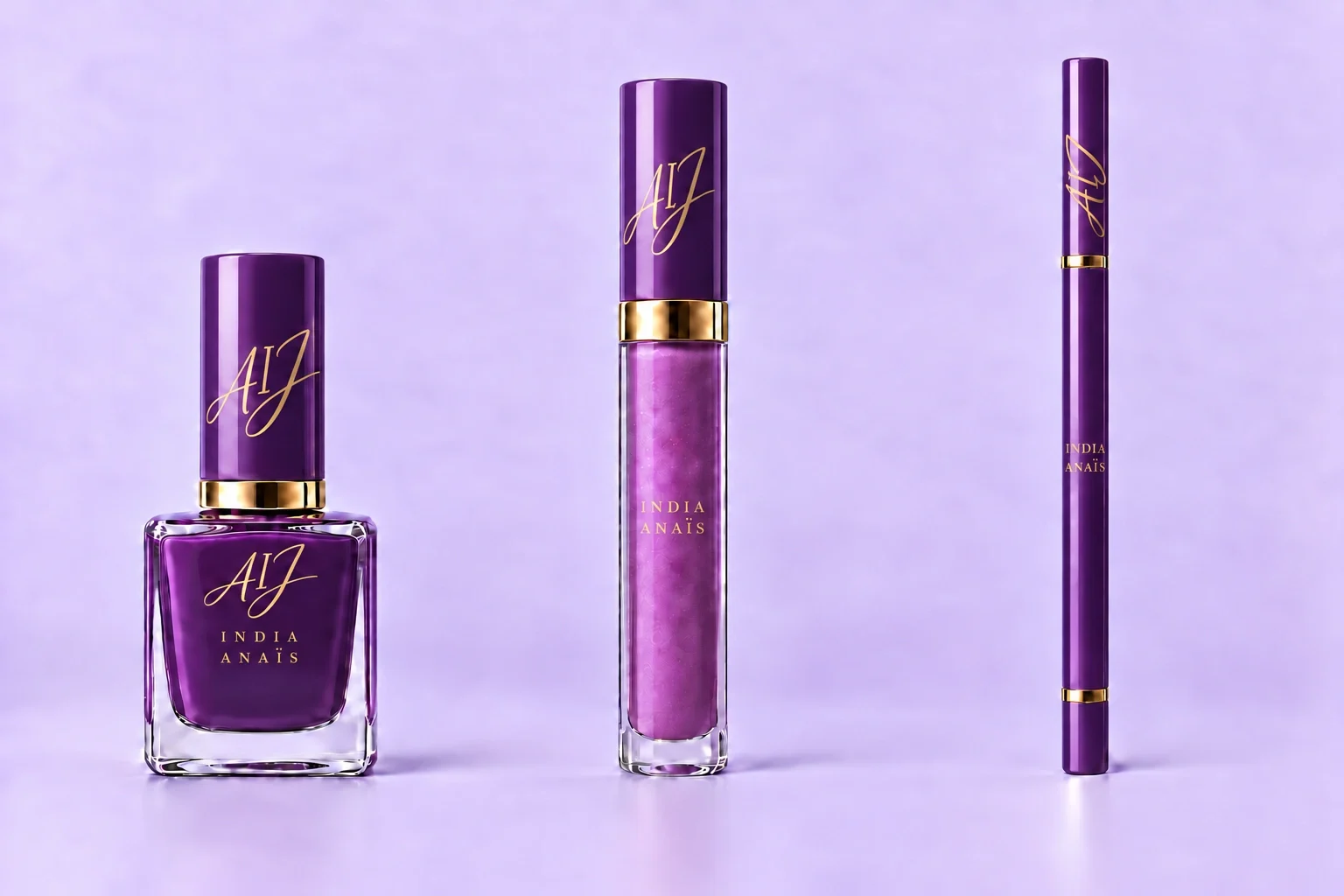 India Anaïs nail lacquer, lip glaze and eyeliner